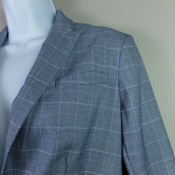 Banana Republic Factory Blue Plaid Windowpane Blazer Size 0P - Picture 6 of 9